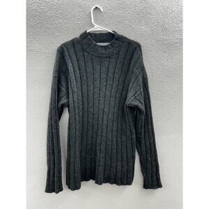 Tweeds Womens Sweater Size Medium Green Wool Mohair Blend Long Sleeve Mock Neck